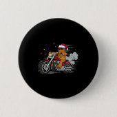 Funny Christmas Gingerbread Man Biker Riding A Mot 缶バッジ (正面)