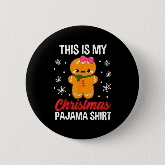 Funny Christmas Gingerbread Man Pajama Pj Outfit G 缶バッジ (正面)