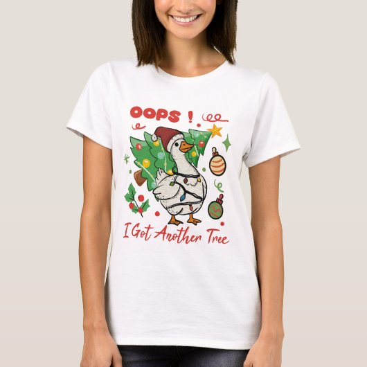 Funny Christmas Goose T-Shirt – Oops Tシャツ (正面)