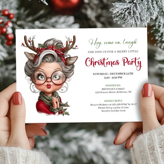 Funny Christmas Granny Festive Party Invitation 招待状