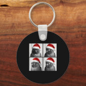 Funny Christmas Green Cheek Conure Santa Photo Boo キーホルダー (正面)