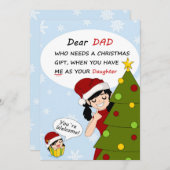 Funny Christmas Greeting From Mischievous Daughter シーズンカード (正面/裏面)