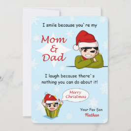 Funny Christmas Greeting Son to Parents Pun Joke シーズンカード