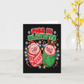 Funny Christmas Gs In Blankets Festive Food Pun  カード (黄色い花)