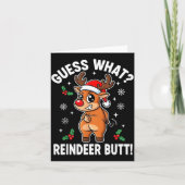 Funny Christmas Guess What Reindeer Butt Santa Hat カード (正面)
