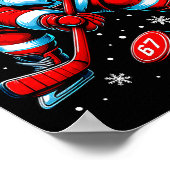 Funny Christmas Hockey Cool Santa Claus 6 7 Meme T ポスター (角)