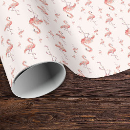 Funny Christmas Holiday Flamingo Lights Blush Pink ラッピングペーパー