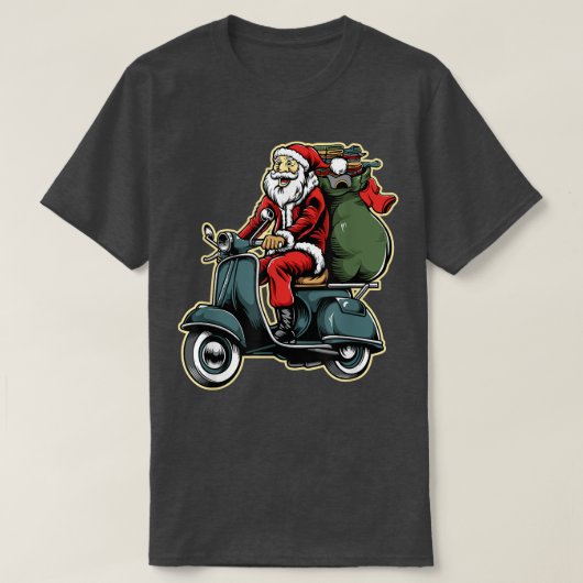 Funny Christmas Holiday Santa Claus Riding Motor S Tシャツ (デザイン正面)