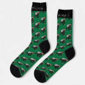 Funny Christmas Honey Badger Green Holiday ソックス (左)