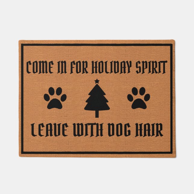 Funny Christmas Humor Dog Lover Rustic Minimalist ドアマット (正面)