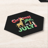 Funny Christmas in July Shirt Santa Giraffe Palm T ペーパーコースター (アングル)