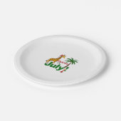 Funny Christmas in July Shirt Santa Giraffe Palm T ペーパープレート (アングル)