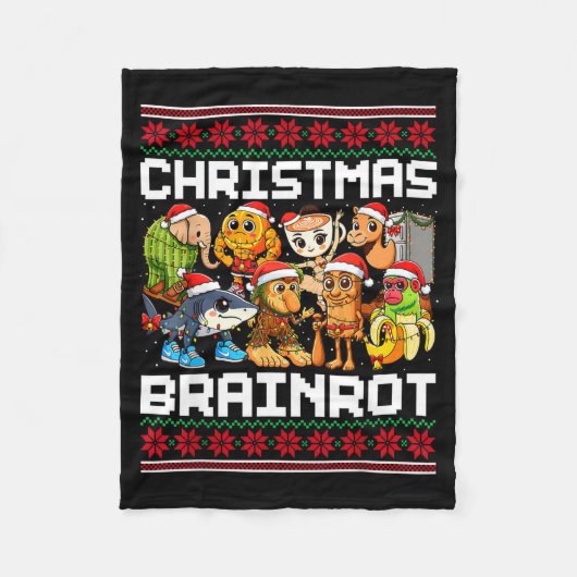 Funny Christmas Italian Brain Rot For Men Women Bo フリースブランケット (正面)