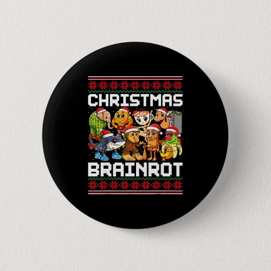 Funny Christmas Italian Brain Rot For Men Women Bo 缶バッジ (正面)