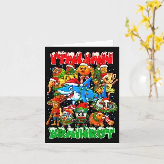 Funny Christmas Italian Brain Rot Italian Brainrot カード (黄色い花)