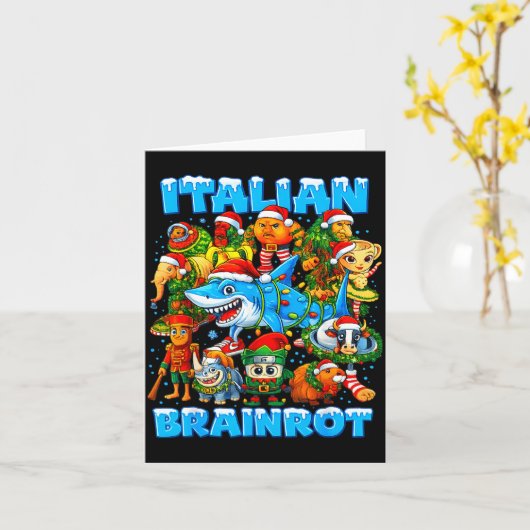 Funny Christmas Italian Brain Rot Italian Brainrot カード (黄色い花)
