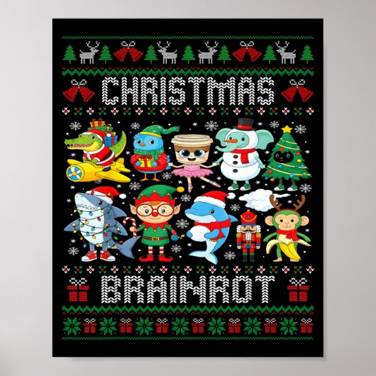 Funny Christmas Italian Brain Rot Italian Brainrot ポスター (正面)
