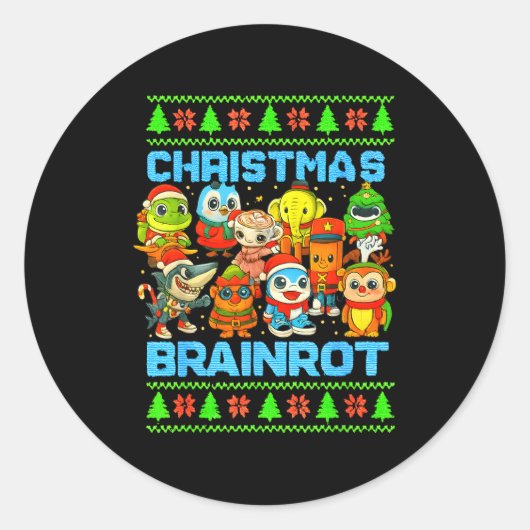 Funny Christmas Italian Brain Rot Italian Brainrot ラウンドシール (正面)