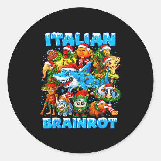 Funny Christmas Italian Brain Rot Italian Brainrot ラウンドシール (正面)
