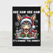 Funny Christmas Italian Christmas Donkey Dominic T カード (黄色い花)