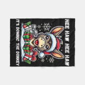 Funny Christmas Italian Christmas Donkey Dominic T フリースブランケット (正面(横))