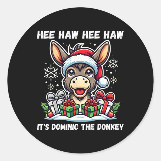 Funny Christmas Italian Christmas Donkey Dominic T ラウンドシール (正面)