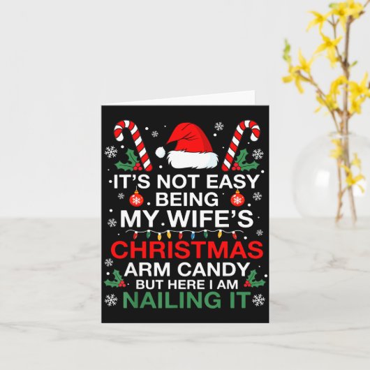 Funny Christmas Its Not Easy Being My Wife's Arm C カード (黄色い花)