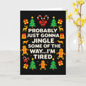 Funny Christmas Jingle Some Of The Way Tired For M カード (黄色い花)