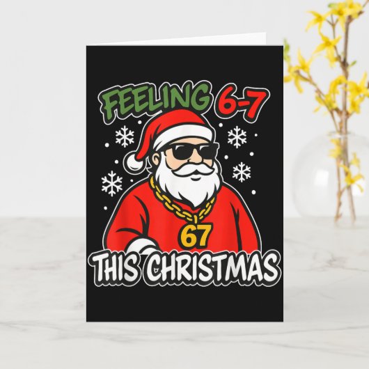 Funny Christmas Kids 6-7 67 Six Seven Meme Boys Ch カード (黄色い花)