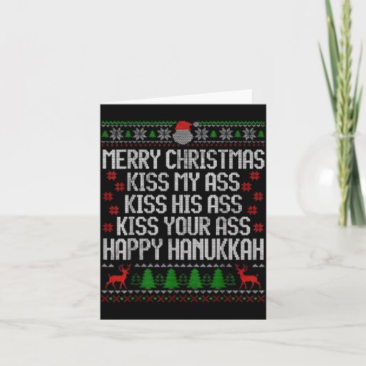 Funny Christmas Kiss My Happy Hanukkah Humor  カード (正面)