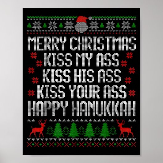 Funny Christmas Kiss My Happy Hanukkah Humor  ポスター (正面)