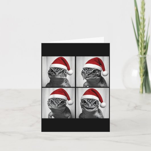 Funny Christmas Leopard Gecko Santa Photo Booth  カード (正面)