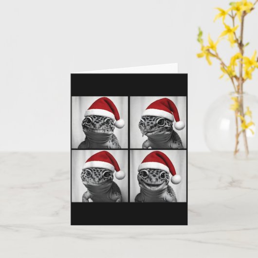 Funny Christmas Leopard Gecko Santa Photo Booth  カード (黄色い花)