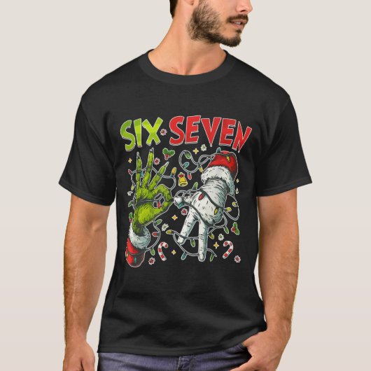 Funny Christmas Lights 6 7 Meme Six Seven Matching Tシャツ (正面)