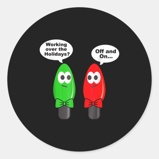 Funny Christmas Lights Joke Light Bulb Working Off ラウンドシール (正面)