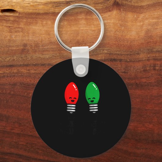 Funny Christmas Lights Pun Working Over Holidays_  キーホルダー (正面)