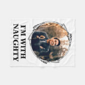 Funny Christmas Matching Couple Naughty Nice Photo フリースブランケット (正面(横))