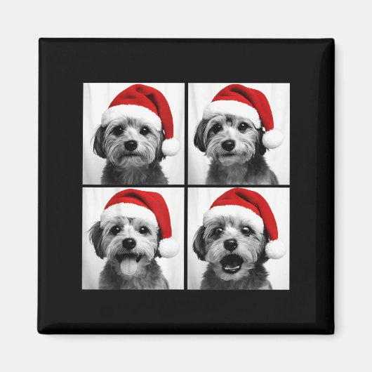 Funny Christmas Morkie Santa Dog Lover Photo Booth マグネット (正面)