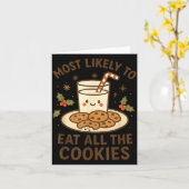 Funny Christmas - Most Likely To Eat All The Cooki カード (黄色い花)
