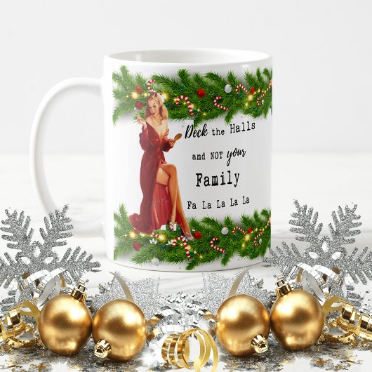Funny Christmas Mug Best Friend "Deck the Halls" コーヒーマグカップ