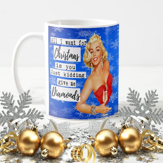 Funny Christmas Mug Best Friend "Give me Diamonds" コーヒーマグカップ