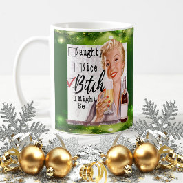 Funny Christmas Mug Best Friend "Naughty / Nice?" コーヒーマグカップ