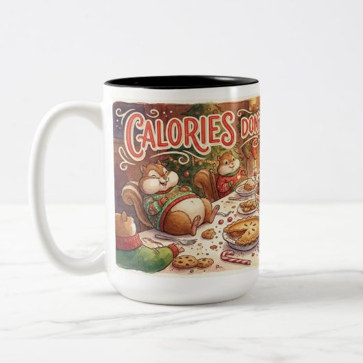 Funny Christmas Mug – “Calories Don’t Count in Dec ツートーンマグカップ (左)
