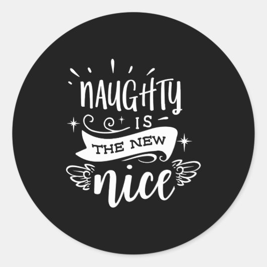 Funny Christmas Naughty Is The New Nice Monogram T ラウンドシール (正面)