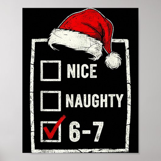 Funny Christmas Naughty Nice 6-7 List Santa Claus ポスター (正面)