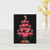 Funny Christmas Nk Flamingo Tree Holiday Bird Love カード (黄色い花)