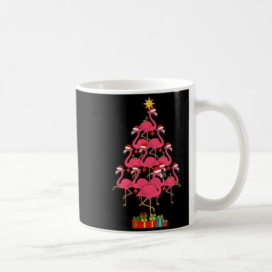 Funny Christmas Nk Flamingo Tree Holiday Bird Love コーヒーマグカップ (右)