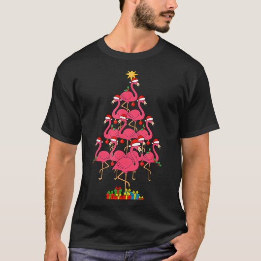 Funny Christmas Nk Flamingo Tree Holiday Bird Love Tシャツ (正面)