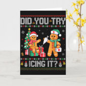 Funny Christmas Nurse Did You Try Icing It_ Ginger カード (黄色い花)