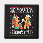 Funny Christmas Nurse Did You Try Icing It_ Ginger マグネット (正面)